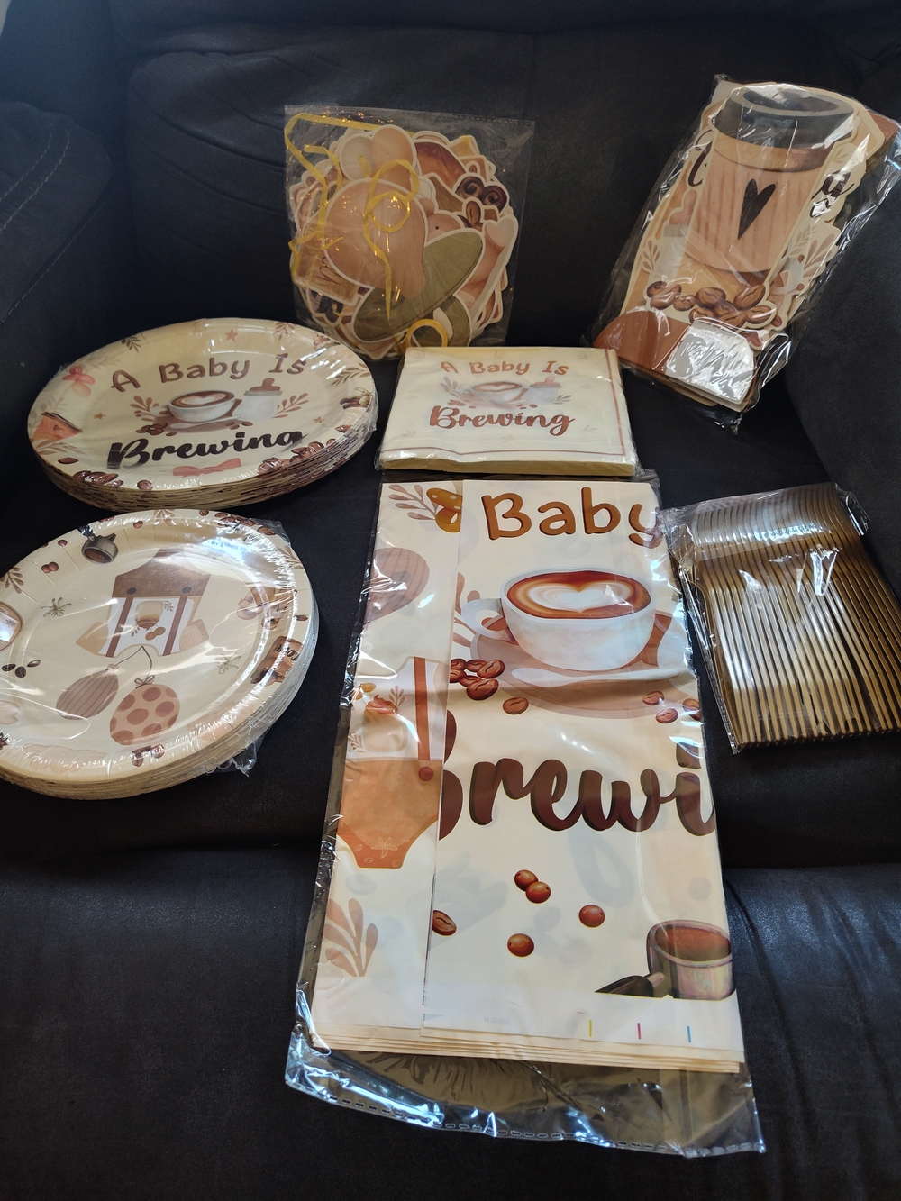 Baby Is Brewing Neutral Coffee-Themed Party Supplies Set
